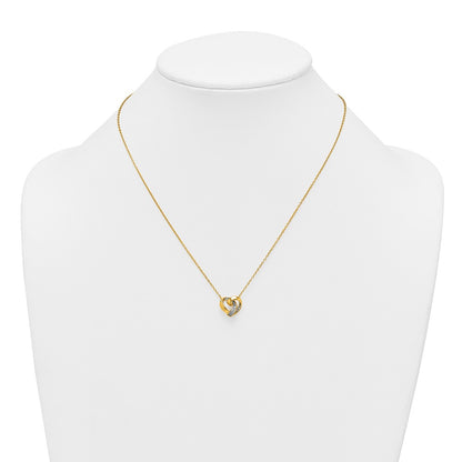 Sterling Silver Gold-tone Polished CZ Love Knot Heart 18 inch Necklace