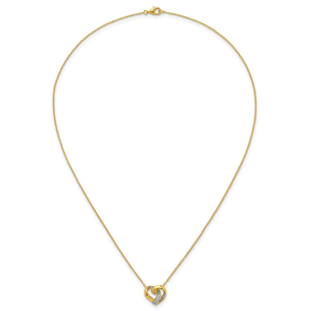 Sterling Silver Gold-tone Polished CZ Love Knot Heart 18 inch Necklace