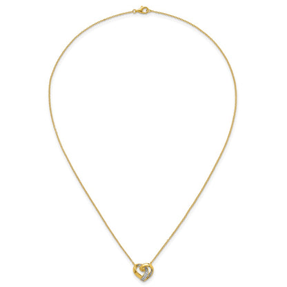 Sterling Silver Gold-tone Polished CZ Love Knot Heart 18 inch Necklace