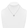 Sterling Silver Rhodium-plated Polished CZ Open Hearts 16 Inch with 2 Inch Extension Necklace