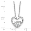 Sterling Silver Rhodium-plated Polished CZ Open Hearts 16 Inch with 2 Inch Extension Necklace