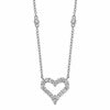 Sterling Silver Rhodium-plated Polished CZ Open Heart 18 Inch Necklace