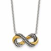 Sterling Silver with Gold-tone Polished and Antiqued Beaded Infinity Charm 16 inch Necklace