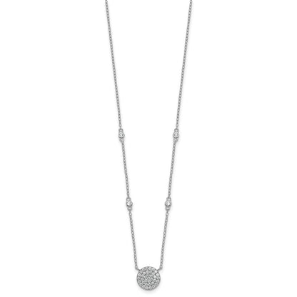 Sterling Silver Rhodium-plated Polished Pave CZ Circle 18 Inch Necklace