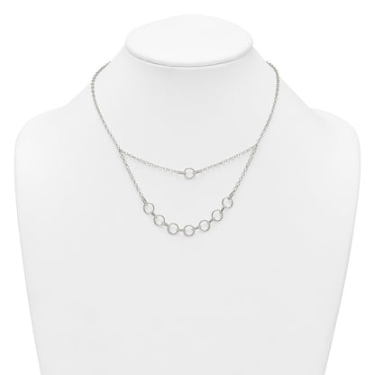 Sterling Silver Polished and Textured Circles Multi-strand 16 inch with 2 inch Extension Necklace