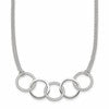 Sterling Silver Polished Textured Double Strand Interlinking Circles 16 inch Necklace