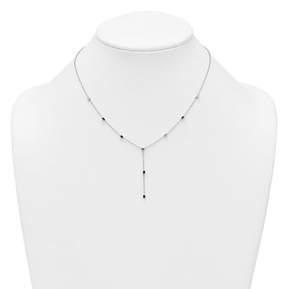 Sterling Silver Polished Cube Bead 16 inch Lariat Necklace