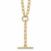 Sterling Silver Gold-tone Polished CZ Paperclip Lariat 17 Inch Necklace