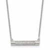 Sterling Silver Polished Pave CZ Rounded Bar 16 Inch with 2 Inch Extension Necklace