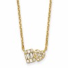 Sterling Silver Gold-tone Polished Heart and Rectangle with Round and Baguette CZ 16 Inch with 2 Inch Extension Necklace