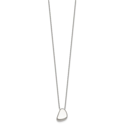Sterling Silver Polished Pebble 16 Inch with 2 Inch Extension Necklace