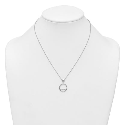 Sterling Silver Rhodium-plated Polished CZ Divided Circle 17.75 inch Necklace
