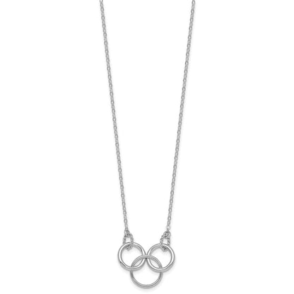Sterling Silver Rhodium-plated Polished Twisted Ovals and 3 Circles 18.5 inch with 2 inch Extender Necklace
