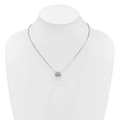 Sterling Silver Rhodium-plated Five Moveable CZ Rings 18 inch with 2 inch Extension Necklace
