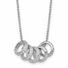 Sterling Silver Rhodium-plated Five Moveable CZ Rings 18 inch with 2 inch Extension Necklace