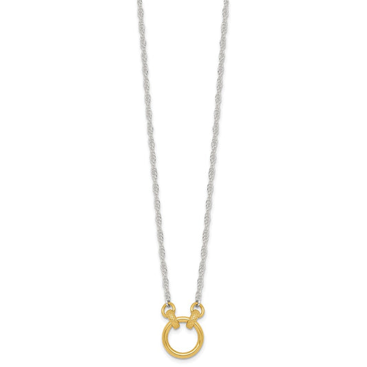 Affordable Expressions Sterling Silver with Gold-tone Polished and Textured Circle 16 inch Link Necklace
