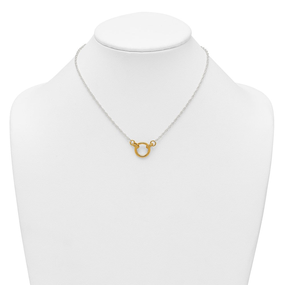 Affordable Expressions Sterling Silver with Gold-tone Polished and Textured Circle 16 inch Link Necklace