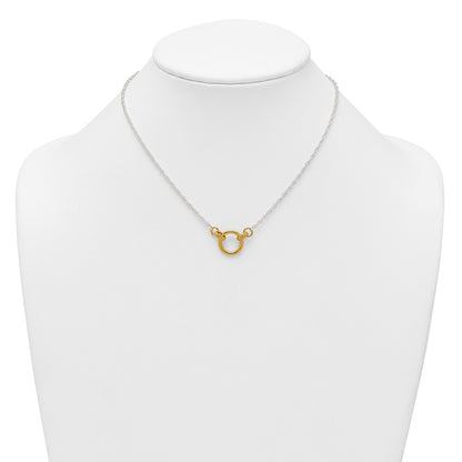 Affordable Expressions Sterling Silver with Gold-tone Polished and Textured Circle 16 inch Link Necklace