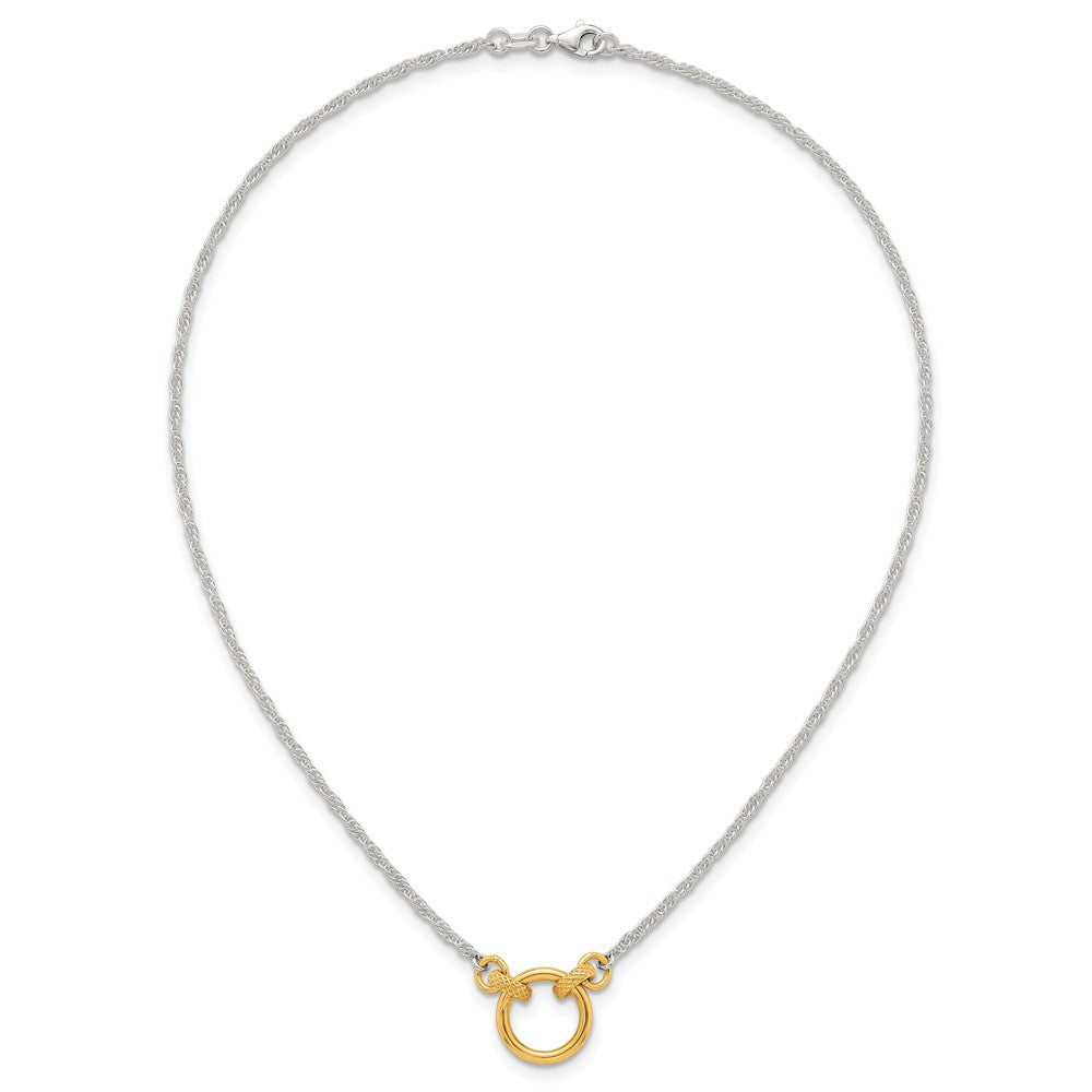 Affordable Expressions Sterling Silver with Gold-tone Polished and Textured Circle 16 inch Link Necklace