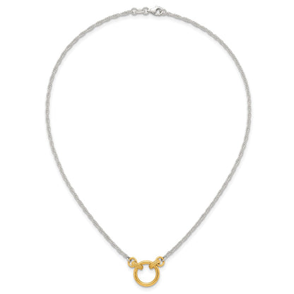 Affordable Expressions Sterling Silver with Gold-tone Polished and Textured Circle 16 inch Link Necklace