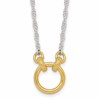 Affordable Expressions Sterling Silver with Gold-tone Polished and Textured Circle 16 inch Link Necklace