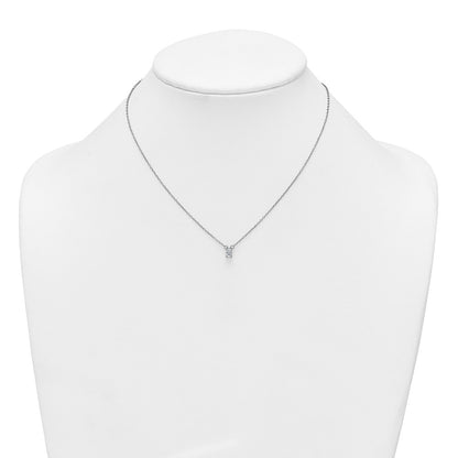 Sterling Silver Rhodium-plated Polished Emerald-cut CZ 16 Inch with 1.75 Inch Extension Necklace