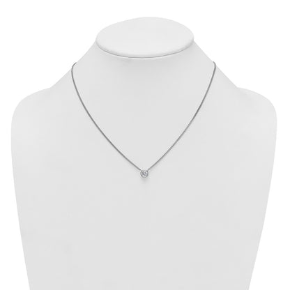 Sterling Silver Rhodium-plated Polished 7.00mm Bezel-set CZ 18 inch Necklace