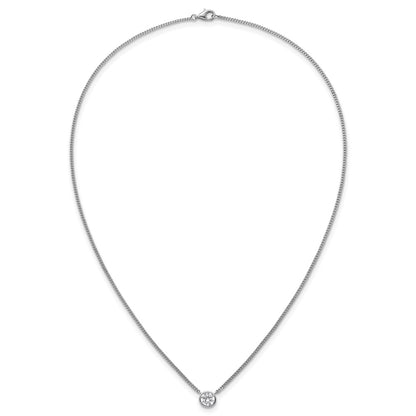 Sterling Silver Rhodium-plated Polished 7.00mm Bezel-set CZ 18 inch Necklace
