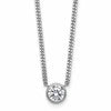 Sterling Silver Rhodium-plated Polished 7.00mm Bezel-set CZ 18 inch Necklace