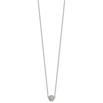 Sterling Silver Polished 7.00mm Pave CZ Circle 16 Inch with 2 Inch Extension Necklace