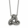 Sterling Silver Polished and Antiqued Beaded Trinity Charm 16 inch Necklace