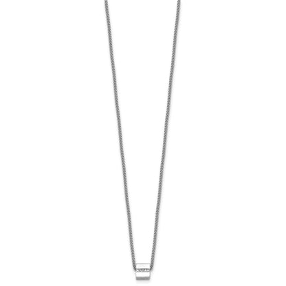 Sterling Silver Rhodium-plated Polished Fancy CZ Cube 16 Inch with 2 Inch Extension Necklace