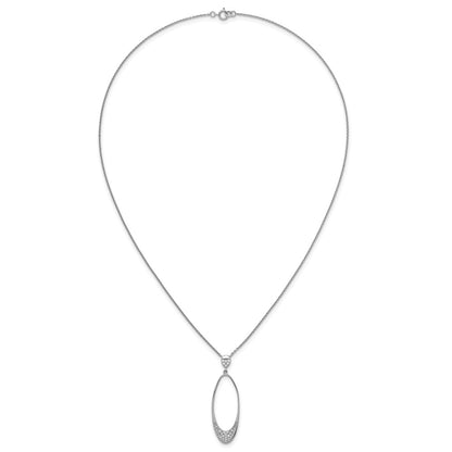 Sterling Silver Rhodium-plated Polished CZ Oval 17.75 Inch Necklace