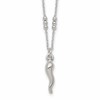 Sterling Silver Polished and Beaded Italian Horn 18 Inch Necklace