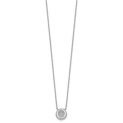 Sterling Silver Rhodium-plated CZ Round Cluster 16 inch with 1 inch Extension Necklace