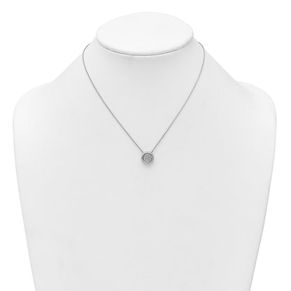 Sterling Silver Rhodium-plated CZ Round Cluster 16 inch with 1 inch Extension Necklace