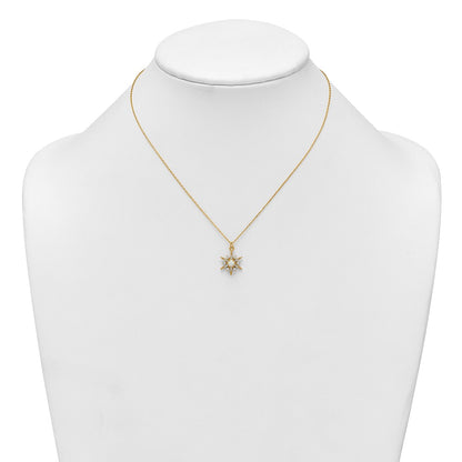 Sterling Silver Gold-Tone Polished Lab Created Opal and CZ Starburst 16 Inch with 2 Inch Extension Necklace