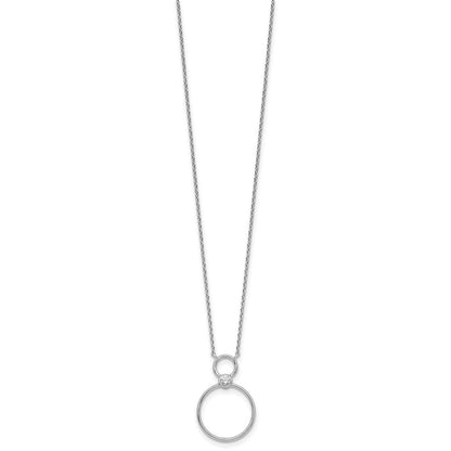 Sterling Silver Rhodium-plated Polished CZ Two Circles 17.75 inch Necklace