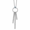 Sterling Silver Rhodium-plated Blue and White CZ 16 inch with 2 inch extender Circle with 3 Drops Necklace