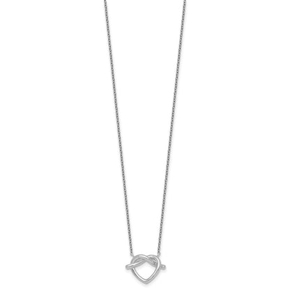 Sterling Silver Rhodium-plated Polished Knot Heart 17.75 Inch Necklace