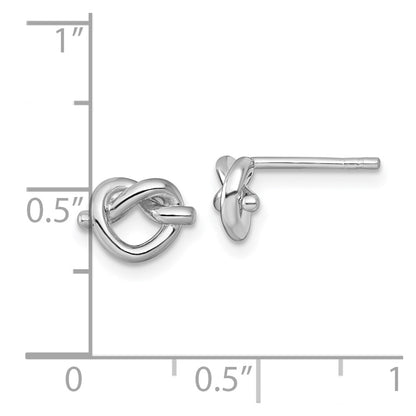 Sterling Silver Rhodium-plated Polished Knot Heart Post Earrings