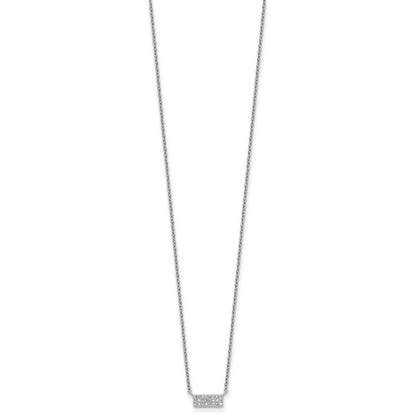 Sterling Silver Rhodium-plated Polished CZ Bar 17.5 Inch Necklace