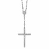 Sterling Silver Rhodium-plated Polished Fancy CZ Latin Cross 16 Inch with 2 Inch Extension Necklace