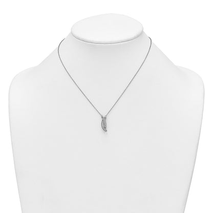 Sterling Silver Rhodium-plated Polished Fancy CZ -X- 16 Inch with 1.25 Inch Extension Necklace