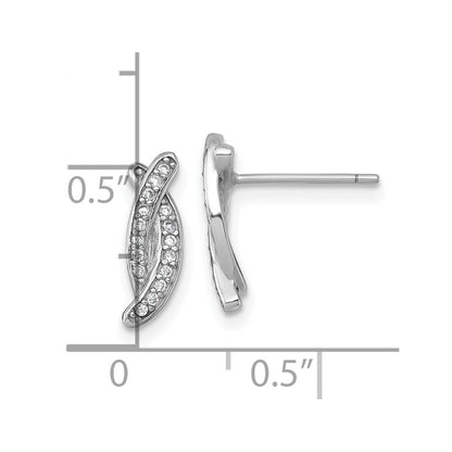 Sterling Silver Rhodium-plated Polished Fancy CZ -X- Post Earrings