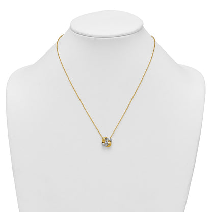 Sterling Silver Gold-tone and Rhodium-plated Polished CZ Knot 18 inch Necklace