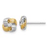 Sterling Silver Gold-tone and Rhodium-plated Polished CZ Knot Post Earrings
