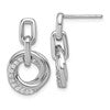 Sterling Silver Rhodium-plated Polished CZ Circle Twist Dangle Post Earrings