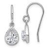 Sterling Silver Rhodium-plated Polished Round CZ Teardrop Dangle Shepherd Hook Earrings