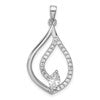 Sterling Silver Rhodium-plated Marquise CZ Polished Teardrop Pendant